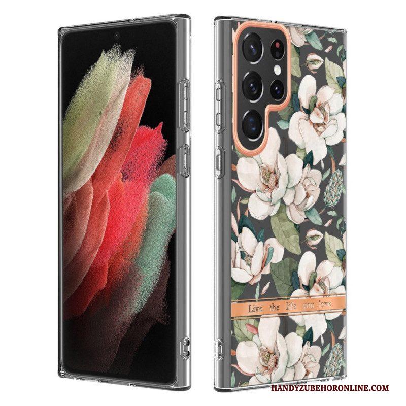 Hoesje voor Samsung Galaxy S22 Ultra 5G Bloemen Leven Het Leven Waar Je Van Houdt