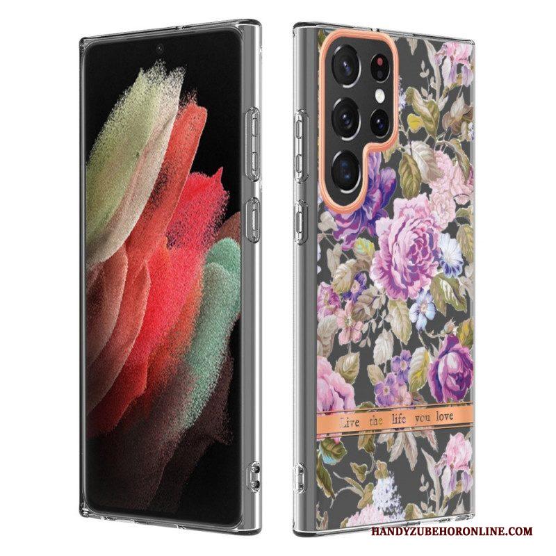 Hoesje voor Samsung Galaxy S22 Ultra 5G Bloemen Leven Het Leven Waar Je Van Houdt