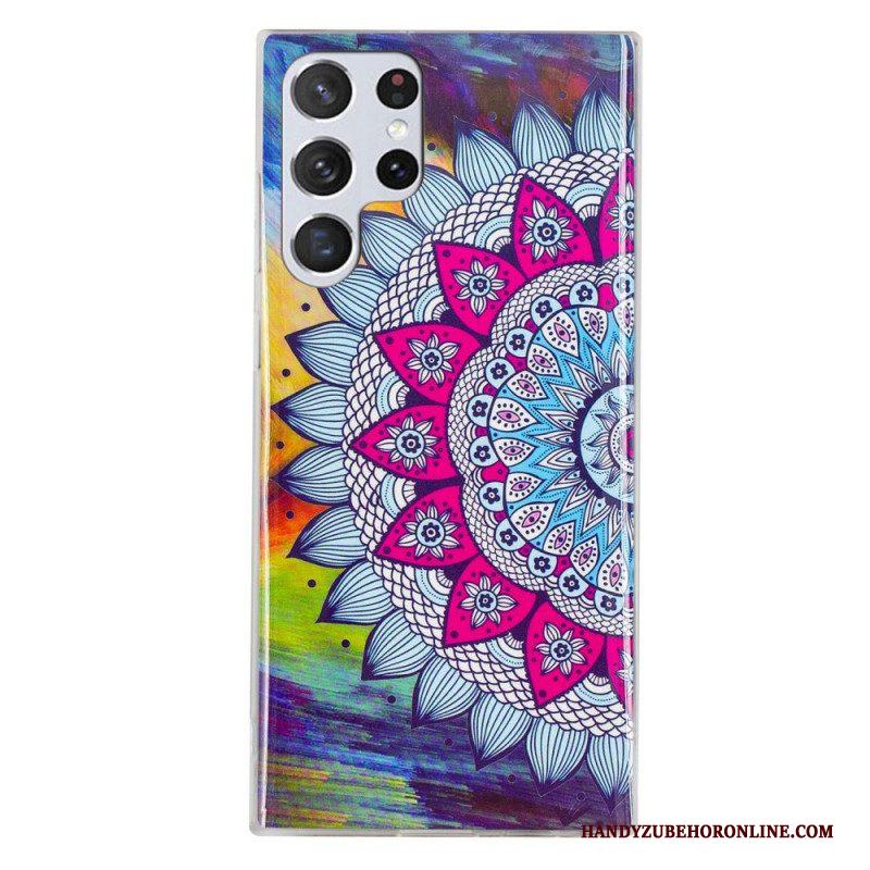 Hoesje voor Samsung Galaxy S22 Ultra 5G Fluorescerende Bloemenserie