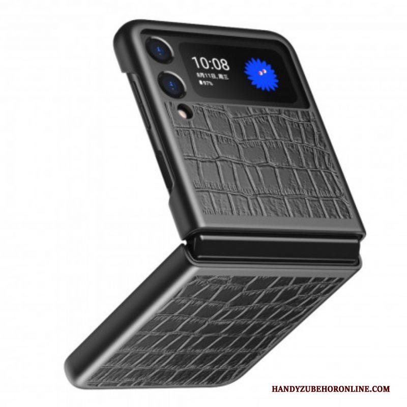 Hoesje voor Samsung Galaxy Z Flip 3 5G Folio-hoesje Krokodillenhuidstijl