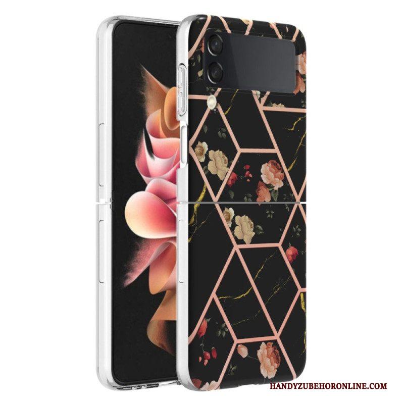 Hoesje voor Samsung Galaxy Z Flip 4 Folio-hoesje Bloemen Marmer