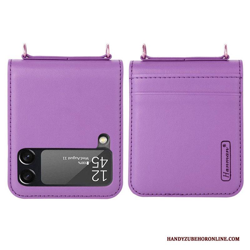 Hoesje voor Samsung Galaxy Z Flip 4 Folio-hoesje Leren Stijl Met Riem