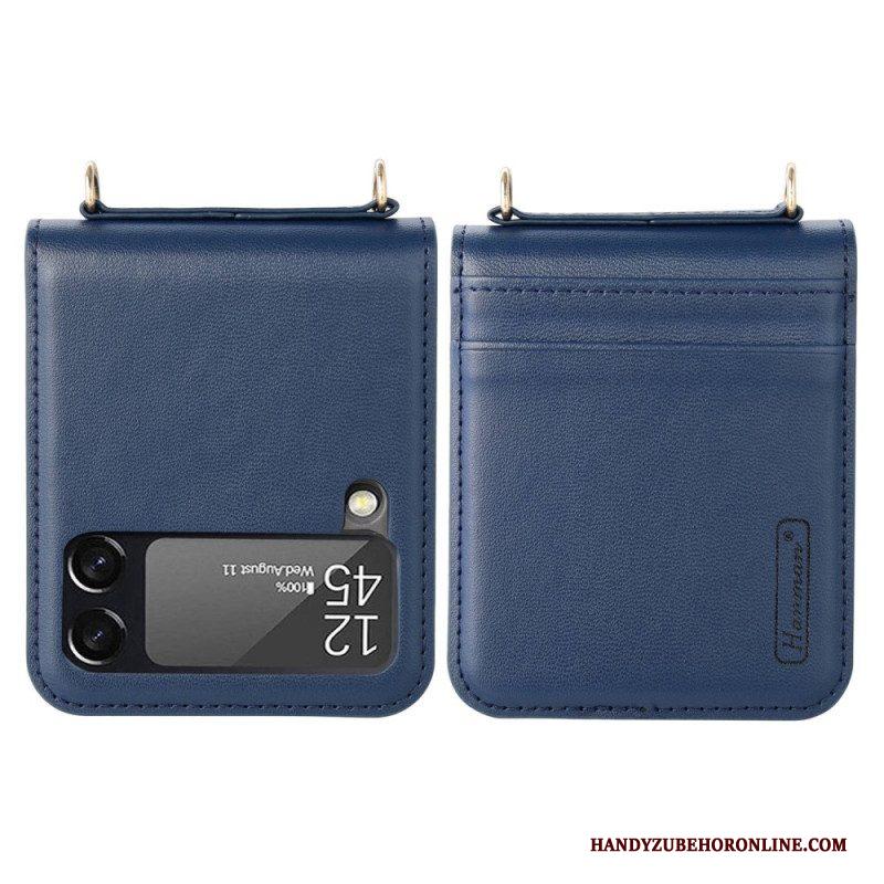 Hoesje voor Samsung Galaxy Z Flip 4 Folio-hoesje Leren Stijl Met Riem