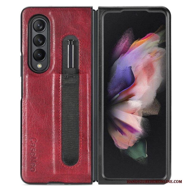 Hoesje voor Samsung Galaxy Z Fold 3 5G Stijl Lederen Stylus Houder Caseneo