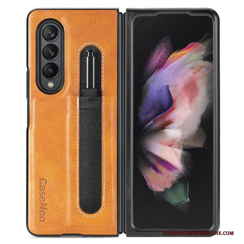 Hoesje voor Samsung Galaxy Z Fold 3 5G Stijl Lederen Stylus Houder Caseneo