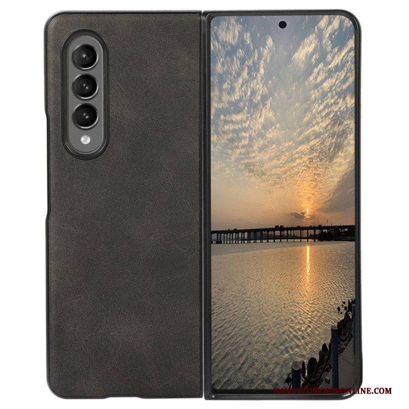 Hoesje voor Samsung Galaxy Z Fold 4 Gecoate Lederen Textuur