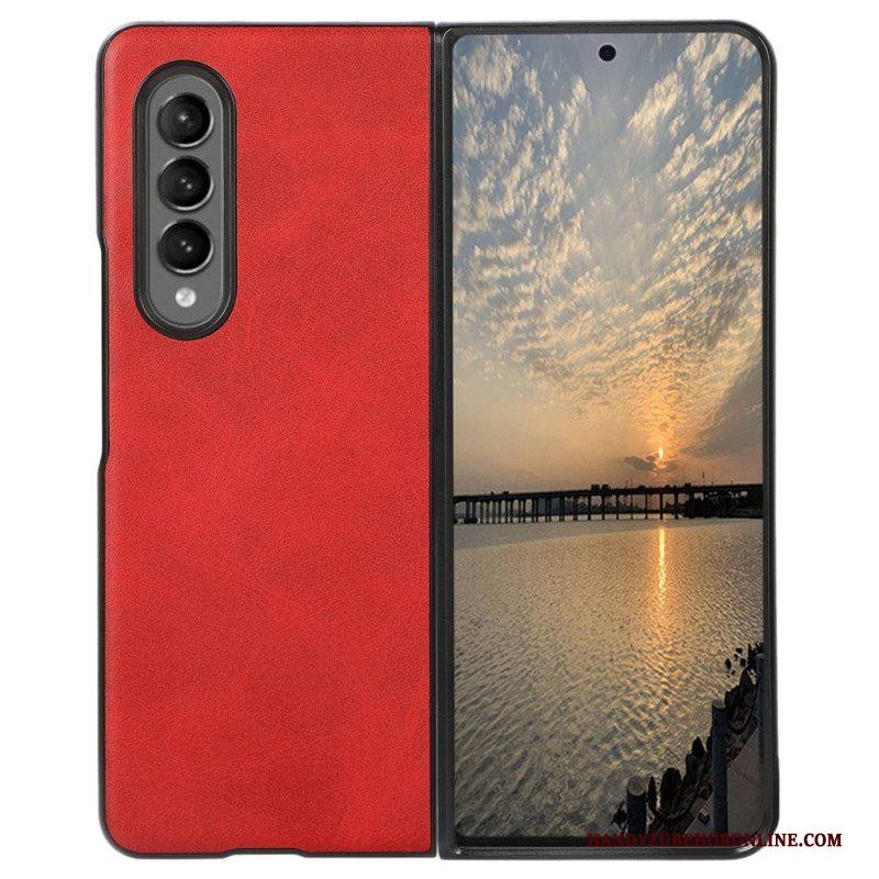 Hoesje voor Samsung Galaxy Z Fold 4 Gecoate Lederen Textuur