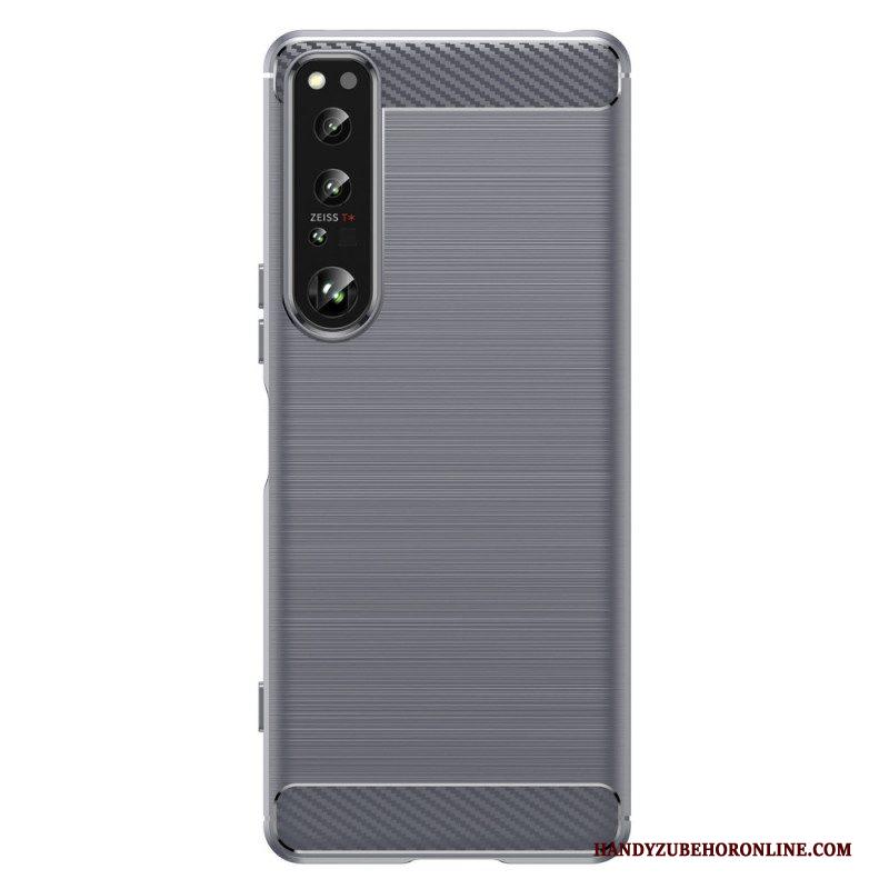 Hoesje voor Sony Xperia 1 IV Geborstelde Koolstofvezel