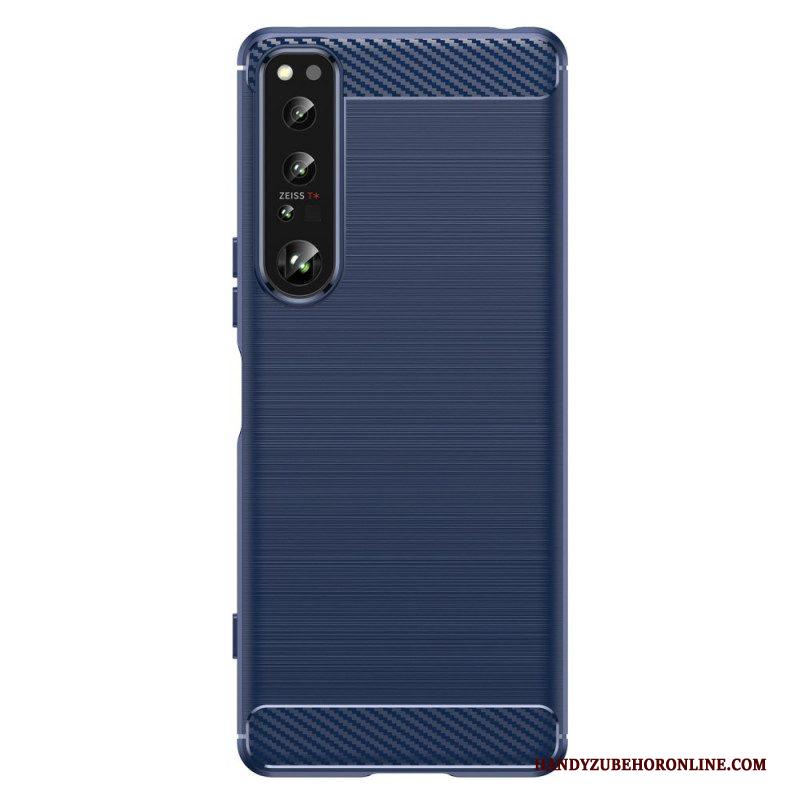 Hoesje voor Sony Xperia 1 IV Geborstelde Koolstofvezel