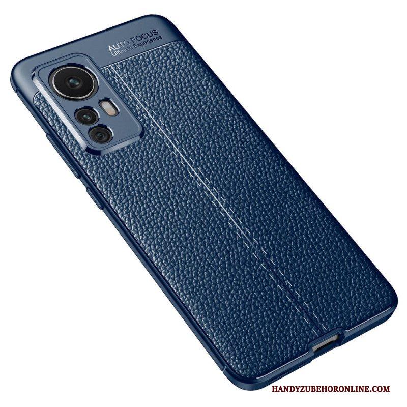 Hoesje voor Xiaomi 12T / 12T Pro Dubbellijnig Litchi-leereffect