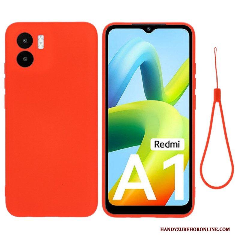 Hoesje voor Xiaomi Redmi A1 Met Ketting Vloeibare Siliconen Met Bandjes