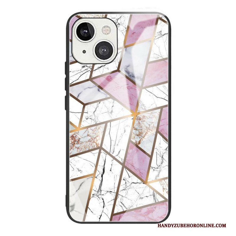 Hoesje voor iPhone 13 Mini Geometrie Marmer Gehard Glas