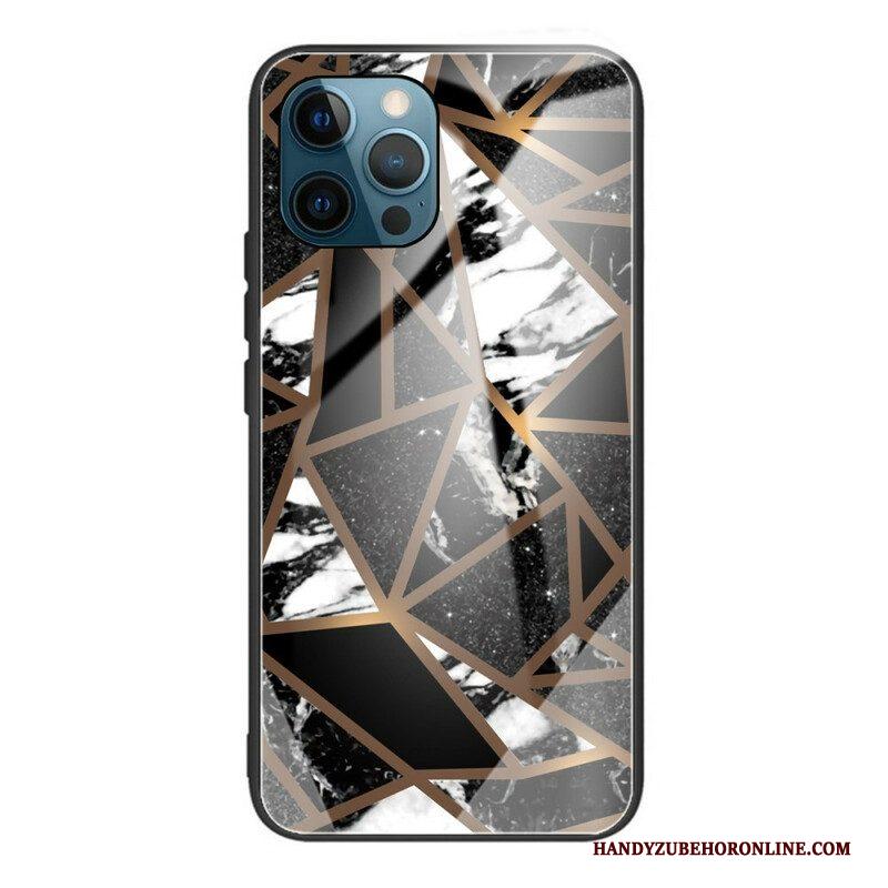 Hoesje voor iPhone 13 Pro Geometrie Marmer Gehard Glas