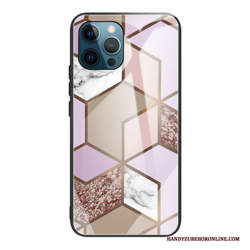 Hoesje voor iPhone 13 Pro Geometrie Marmer Gehard Glas