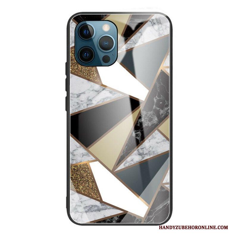 Hoesje voor iPhone 13 Pro Geometrie Marmer Gehard Glas