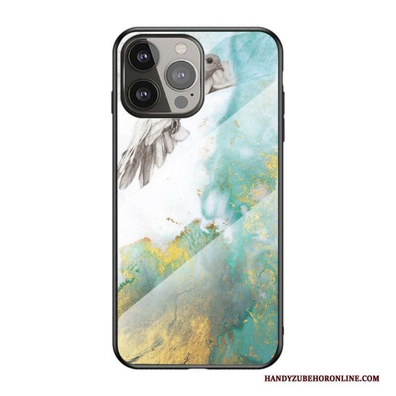 Hoesje voor iPhone 13 Pro Marmeren Kleuren Gehard Glas