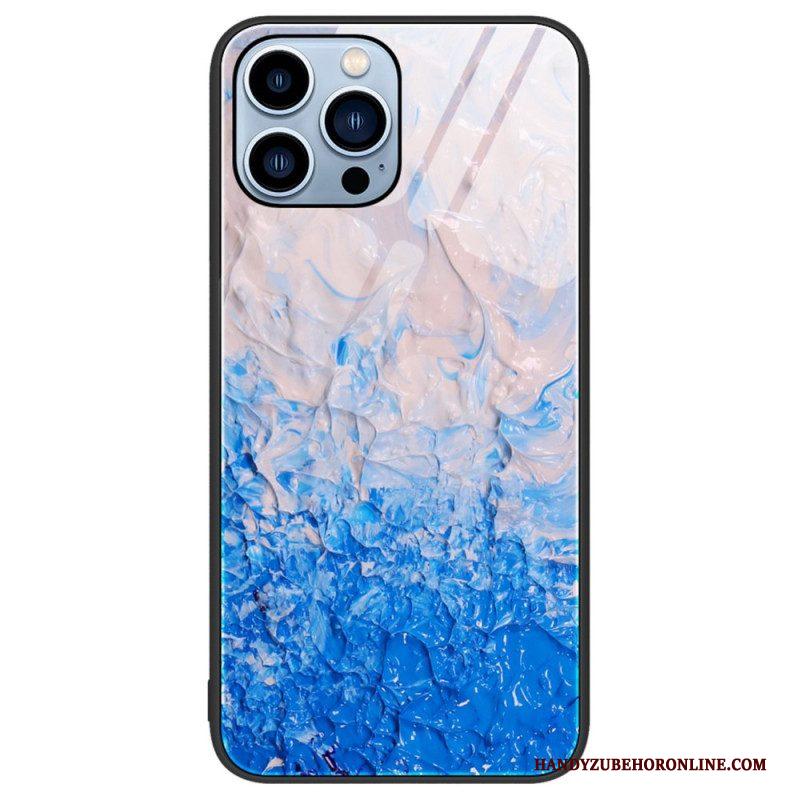 Hoesje voor iPhone 14 Pro Marmeren Kleuren Gehard Glas