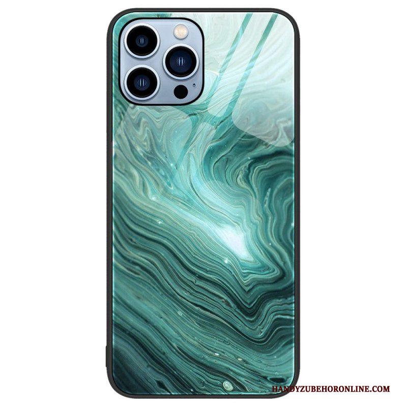 Hoesje voor iPhone 14 Pro Marmeren Kleuren Gehard Glas