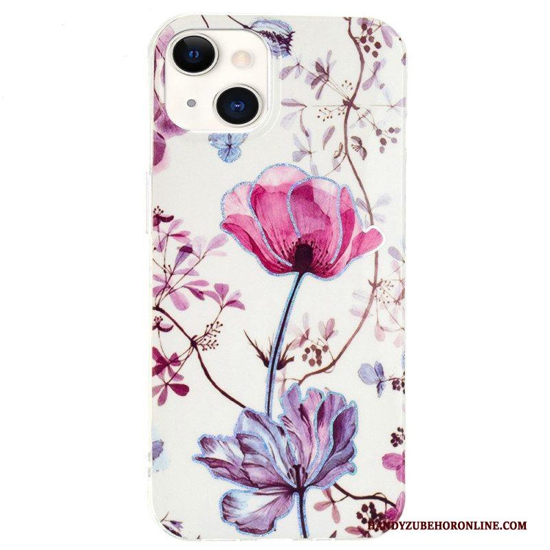 Hoesje voor iPhone 15 Plus Bloemenmarmer