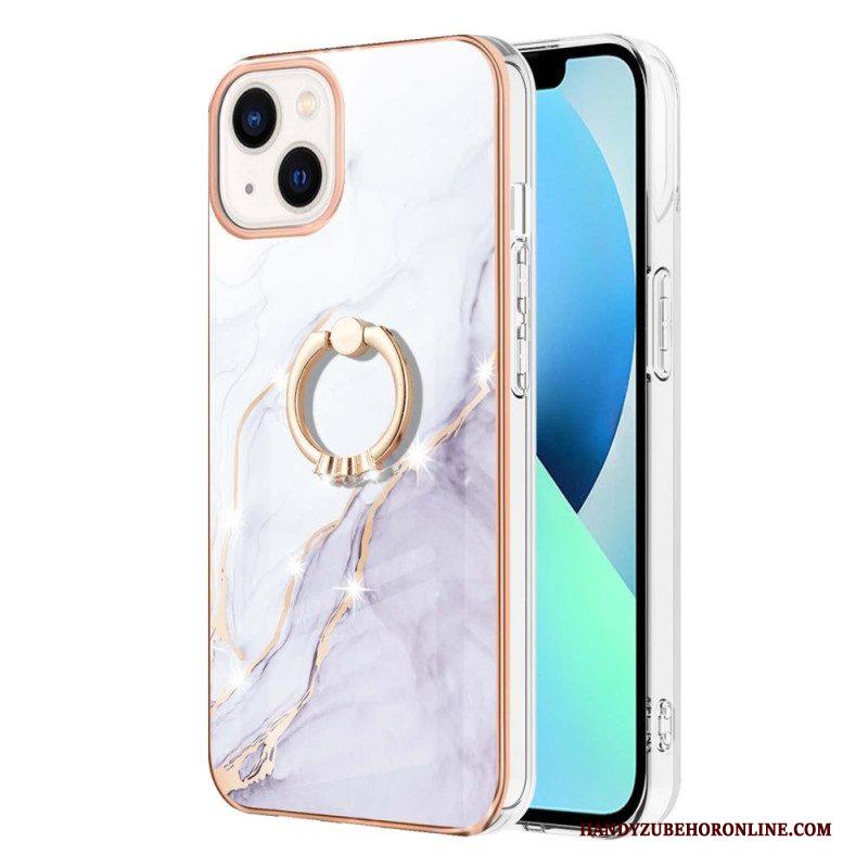 Hoesje voor iPhone 15 Plus Marmeren Stijl Met Steunring