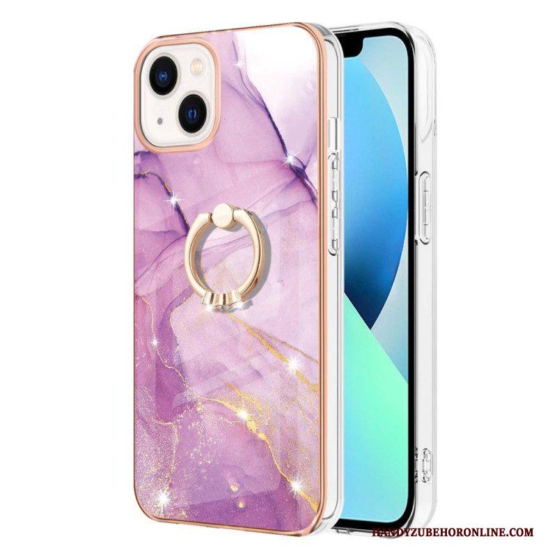 Hoesje voor iPhone 15 Plus Marmeren Stijl Met Steunring