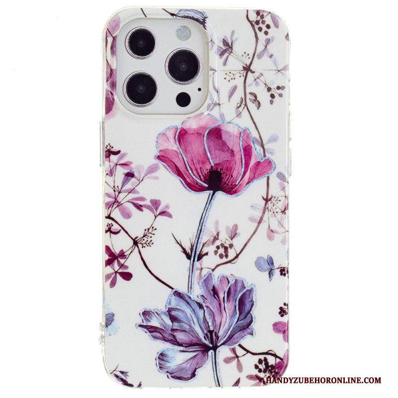 Hoesje voor iPhone 15 Pro Bloemenmarmer