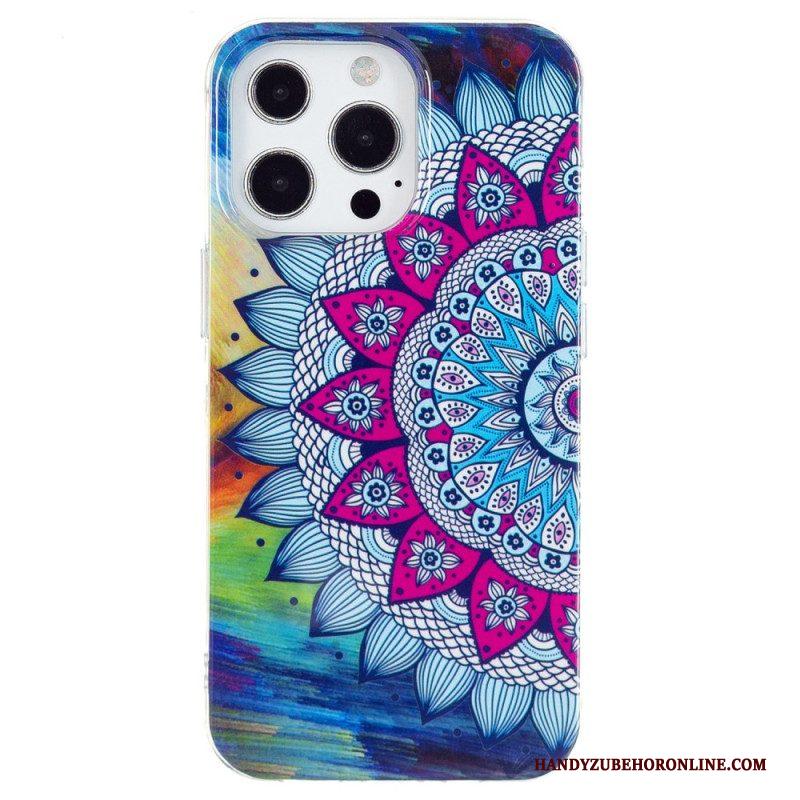 Hoesje voor iPhone 15 Pro Fluorescerende Mandala