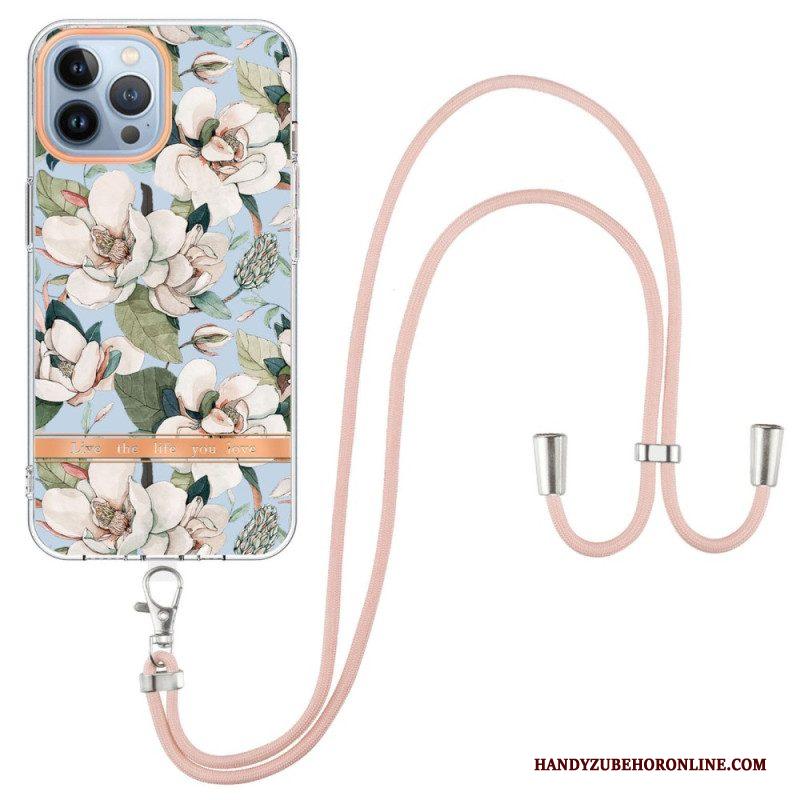 Hoesje voor iPhone 15 Pro Max Met Koord Cordonbloemen