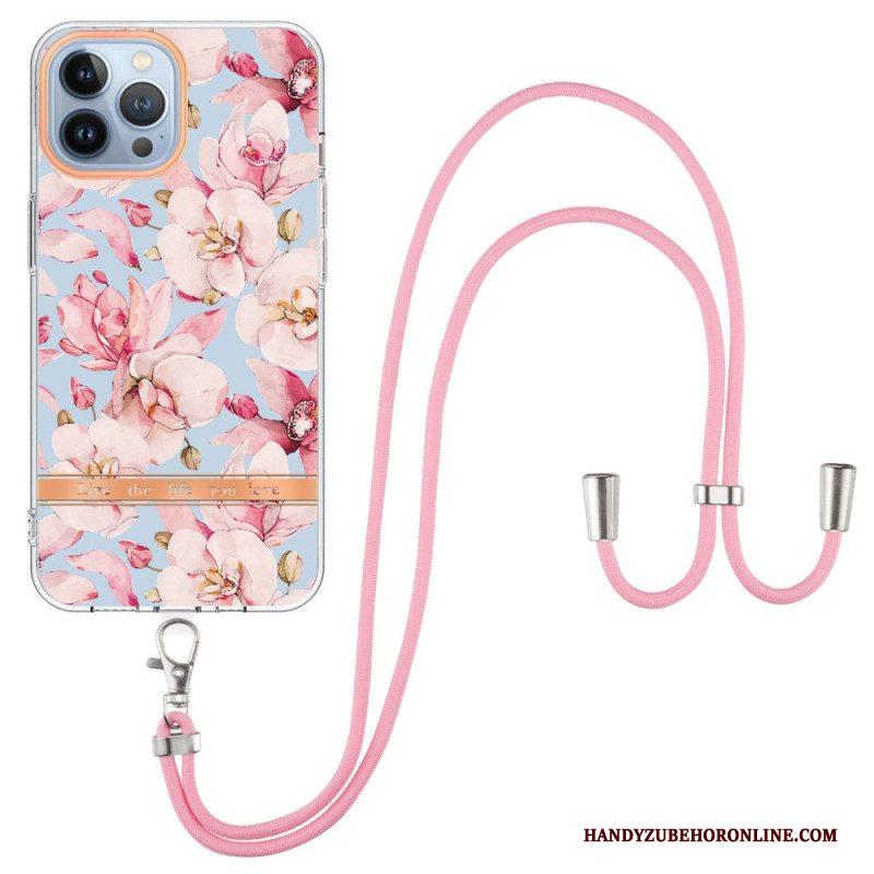 Hoesje voor iPhone 15 Pro Max Met Koord Cordonbloemen