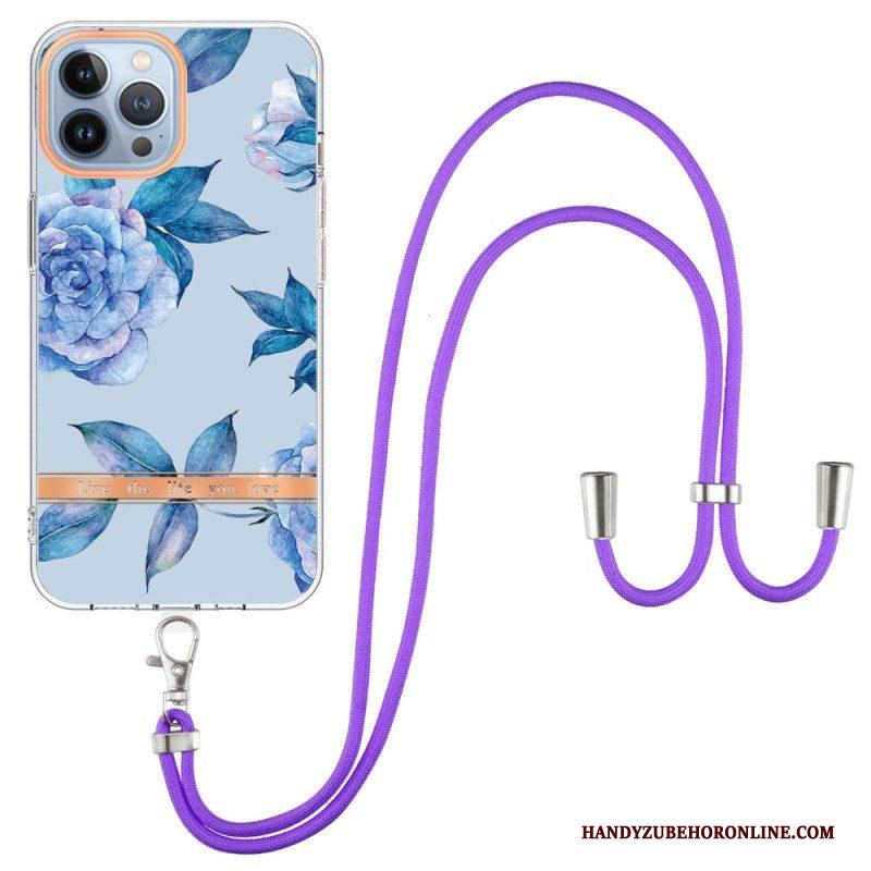 Hoesje voor iPhone 15 Pro Max Met Koord Cordonbloemen