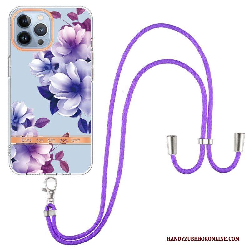 Hoesje voor iPhone 15 Pro Max Met Koord Cordonbloemen