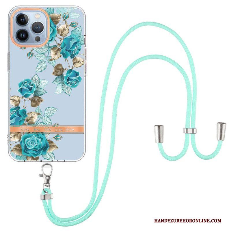 Hoesje voor iPhone 15 Pro Max Met Koord Cordonbloemen