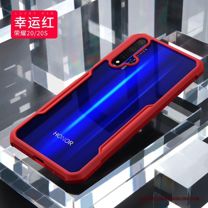 Honor 20 Doorzichtig Hoesje Telefoon Trend Omkeerbaar Siliconen Anti-fall Rood