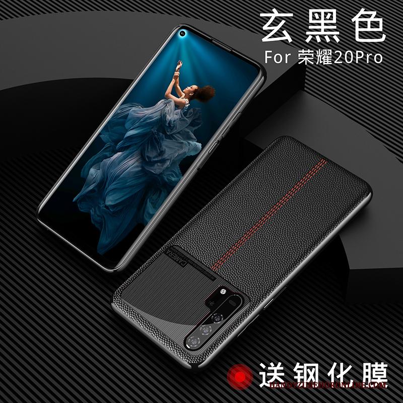 Honor 20 Pro High End Siliconen Bescherming Anti-fall Nieuw Hoesje Echt Leer