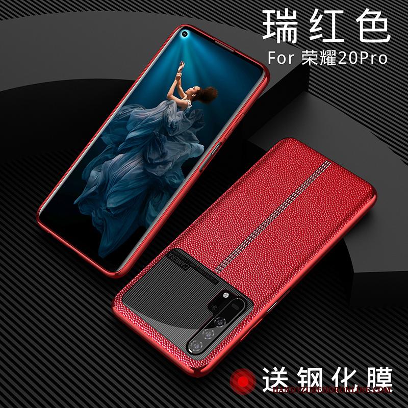 Honor 20 Pro High End Siliconen Bescherming Anti-fall Nieuw Hoesje Echt Leer