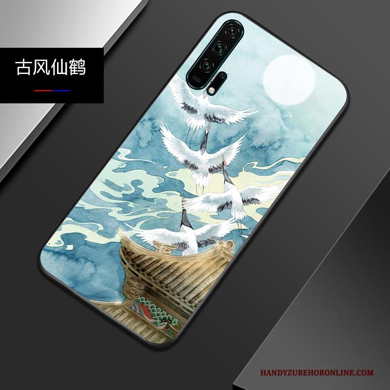 Honor 20 Pro Hoesje All Inclusive Bescherming Reliëf Spotprent Blauw Chinese Stijl Lichte En Dun