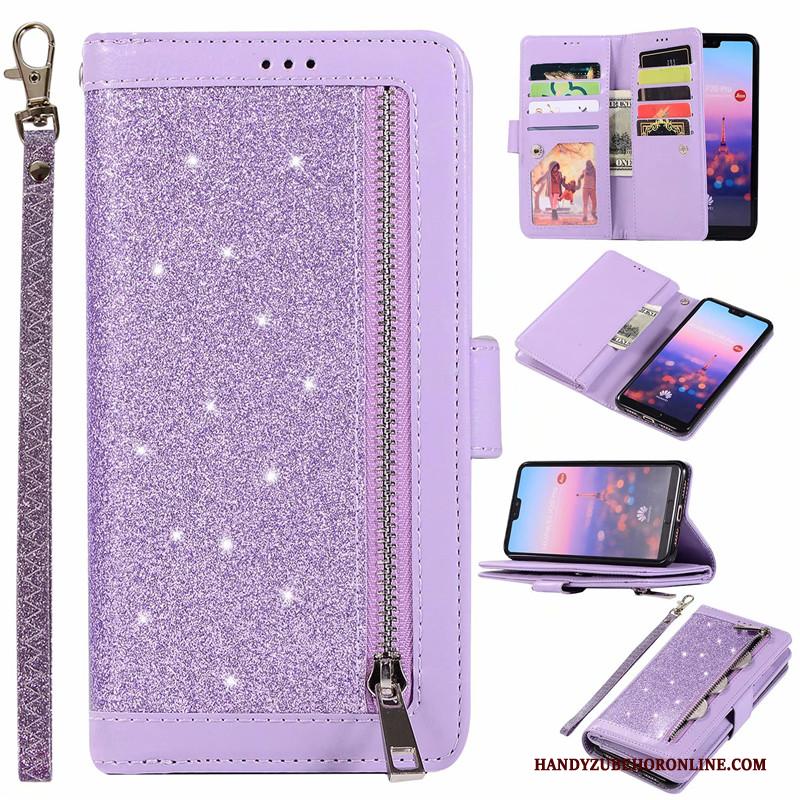 Honor 20 Pro Kaart Tas Leer Purper Hoesje Telefoon Echt Leer Leren Etui Portemonnee