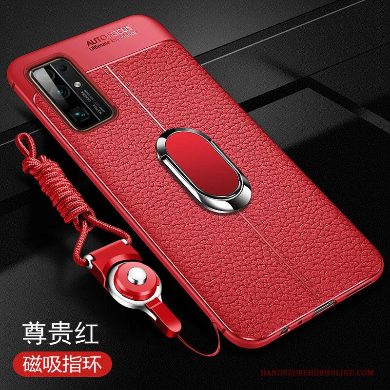 Honor 30 Hoesje Siliconen Anti-fall Rood Schrobben Trendy Merk Leren Etui Bescherming