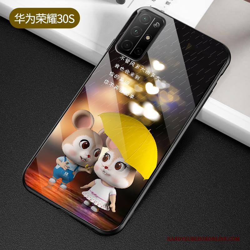 Honor 30s Hoesje Siliconen Scheppend Lovers Bescherming Zwart Glas Trend