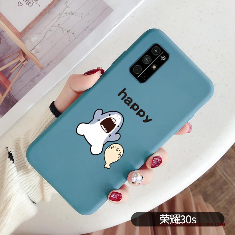 Honor 30s Hoesje Telefoon Haai Bescherming Blauw Zacht Super Schattig Siliconen