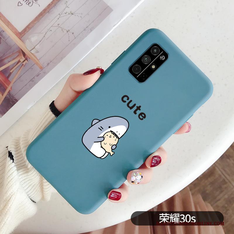 Honor 30s Hoesje Telefoon Haai Bescherming Blauw Zacht Super Schattig Siliconen