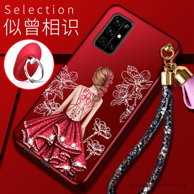 Honor 30s Trend Siliconen Hoesje Telefoon Anti-fall Rood Scheppend Mobiele Telefoon