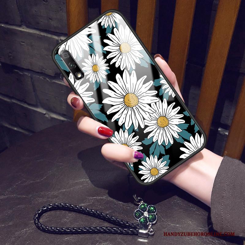 Honor 9x Hoesje Zacht Mini Glas Zwart Zonnebloem Bloemen Bescherming