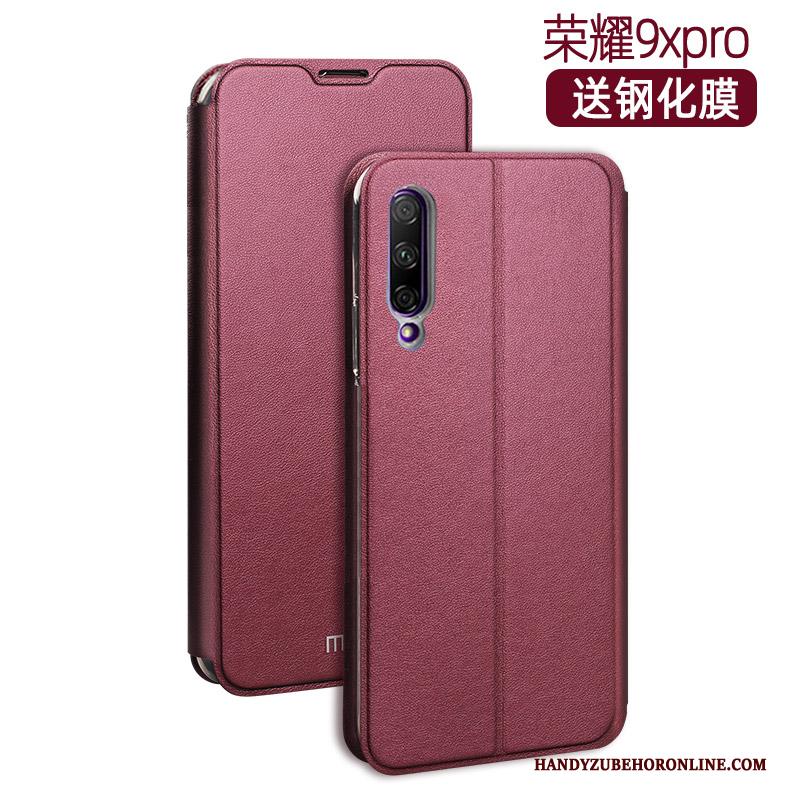 Honor 9x Pro Leren Etui Mesh Bescherming Rose Goud Trend Hoesje Telefoon Clamshell