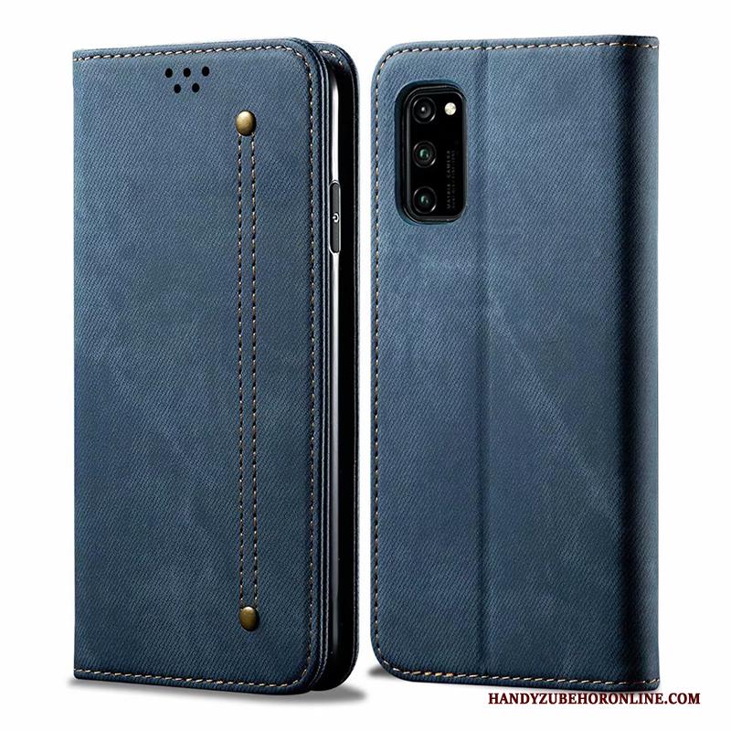 Honor View30 Blauw Folio Kaart Hoesje Telefoon Bedrijf Anti-fall Leren Etui