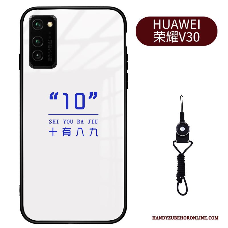 Honor View30 Gehard Glas Zwart Wit Hoesje Telefoon Persoonlijk Patroon Lovers