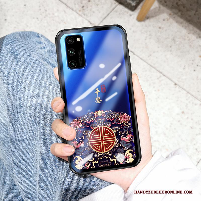 Honor View30 Hoesje Siliconen Eenvoudige Chinese Stijl Trend Blauw Doorzichtig All Inclusive