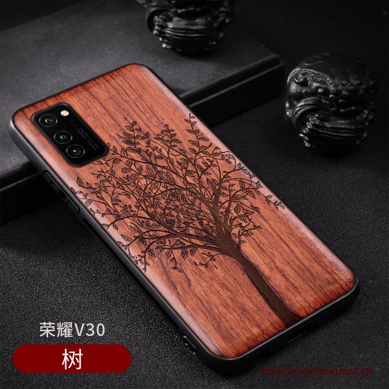 Honor View30 Hout Vintage Chinese Stijl Hoesje Telefoon Patroon Scheppend Wind