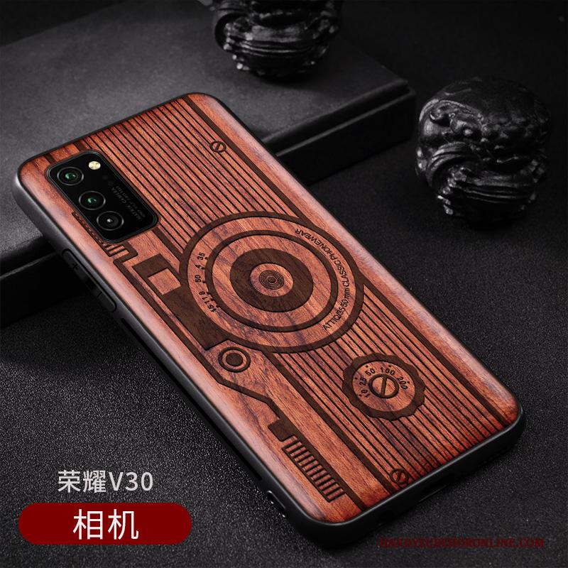 Honor View30 Hout Vintage Chinese Stijl Hoesje Telefoon Patroon Scheppend Wind