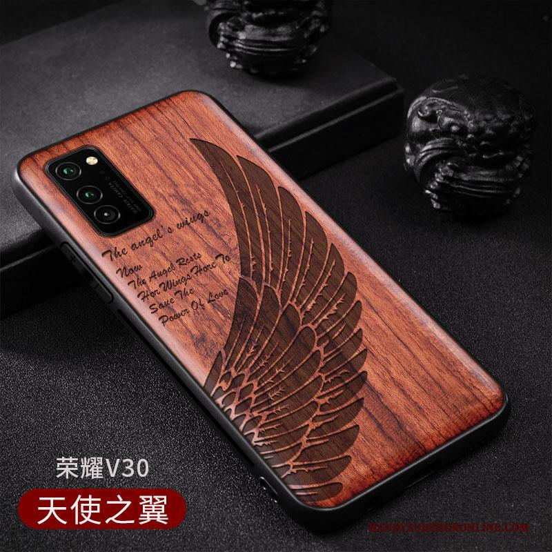 Honor View30 Hout Vintage Chinese Stijl Hoesje Telefoon Patroon Scheppend Wind